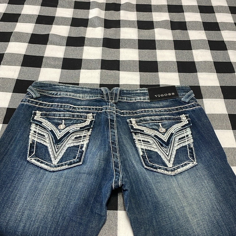 Vigoss The New York Capri Jeans Size 30 x 21 Flap Pocket Stretch Thick Stitch